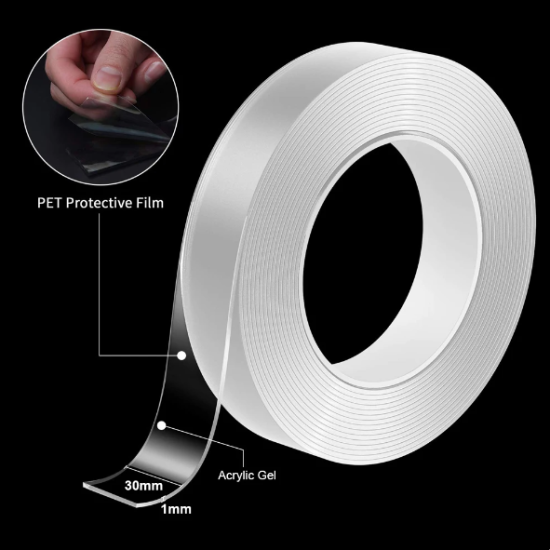 1-10M Nano Double Sided Tape Heavy Duty Transparent Adhesive Strips Strong Sticky Multipurpose Reusable Waterproof Mounting Tape