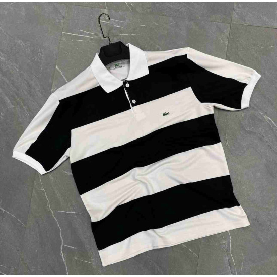 Çİzgili Beyaz&Siyah Polo Yaka T-Shirt